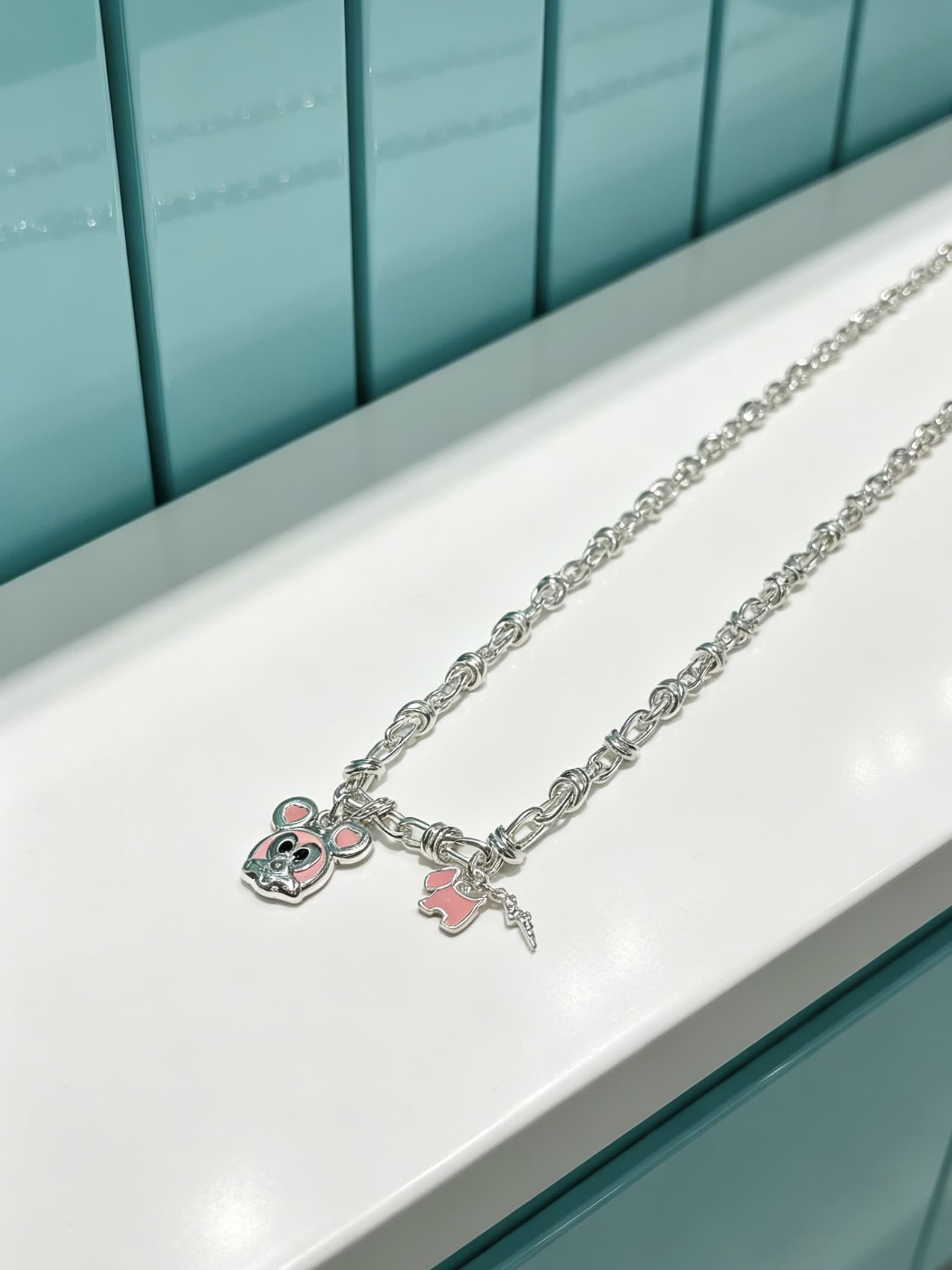 Tiffany & Co. Sterling Silver Mouse Charm Necklace
